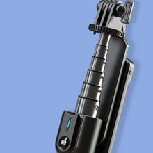 Заредете изображение във визуализатора на галерията – Selfie Stick - with detachable bluetooth remote control, tripod and LED light - P100D BLACK
