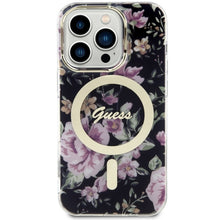 Заредете изображение във визуализатора на галерията – Original Case GUESS hardcase Flower MagSafe GUHMP14LHCFWSK for Iphone 14 Pro black
