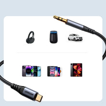 Заредете изображение във визуализатора на галерията – Joyroom stereo audio cable AUX 3.5 mm mini jack - USB-C for phone 1.2 m black (SY-A07)
