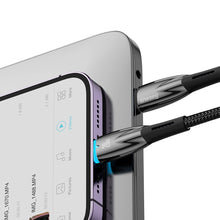 Заредете изображение във визуализатора на галерията – Baseus Glimmer Series cable with fast charging USB-C - Lightning 480Mb/s PD 20W 1m black

