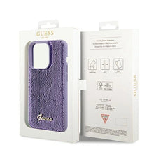 Заредете изображение във визуализатора на галерията – Guess Sequin Script Metal case for iPhone 14 Pro Max - purple
