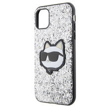 Заредете изображение във визуализатора на галерията – Original Pouch KARL LAGERFELD Glitter Choupette Patch KLHCN61G2CPS for Iphone 11/ Xr Silver
