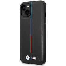 Заредете изображение във визуализатора на галерията – BMW M Quilted Tricolor case for iPhone 15 / 14 / 13 - black
