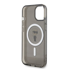 Заредете изображение във визуализатора на галерията – Original Pouch KARL LAGERFELD hardcase IML Ikonik Magsafe KLHMP15SHFCKNOK for Iphone 15 Black
