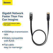 Заредете изображение във визуализатора на галерията – BASEUS high Speed RJ45 Gigabit network cable (flat cable) 1m Black PCWL-B01
