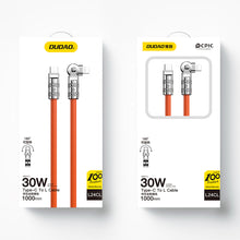 Заредете изображение във визуализатора на галерията – Angled cable USB-C - Lightning 30W 1m rotation 180° Dudao - orange
