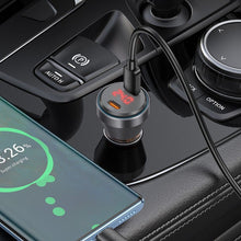 Заредете изображение във визуализатора на галерията – HOCO car charger 2 x Type C 30W with digital display + cable Type C to Type C PD60W NZ12C transparent black
