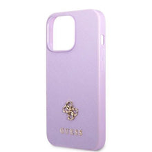 Заредете изображение във визуализатора на галерията – Guess GUHCP13LPS4MU iPhone 13 Pro / 13 6.1" purple/purple hardcase Saffiano 4G Small Metal Logo
