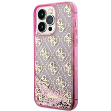 Заредете изображение във визуализатора на галерията – Original faceplate case GUESS GUHCP14XLC4PSGP for iPhone 14 PRO MAX (Liquid Glitter 4G Translucent / pink)
