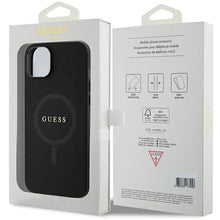 Заредете изображение във визуализатора на галерията – Original Case GUESS hardcase Saffiano MagSafe GUHMP15SPSAHMCK for Iphone 15 black
