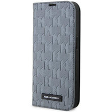 Заредете изображение във визуализатора на галерията – Karl Lagerfeld KLBKP14XSAKLHPG iPhone 14 Pro Max 6.7" bookcase silver/silver Saffiano Monogram
