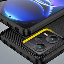 Заредете изображение във визуализатора на галерията – Carbon Case case for Xiaomi Redmi Note 12 Pro+ flexible silicone carbon cover black
