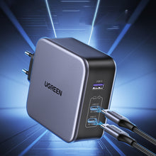 Заредете изображение във визуализатора на галерията – Ugreen fast charger GaN USB / USB C 140W + USB C cable 1.5m (CD289)
