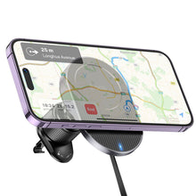 Заредете изображение във визуализатора на галерията – HOCO car holder to air vent with wilress charging support MagSafe HW12 black
