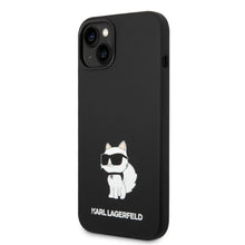 Заредете изображение във визуализатора на галерията – Original KARL LAGERFELD Case Silicone Choupette KLHCP14SSNCHBCK for Iphone 14 black
