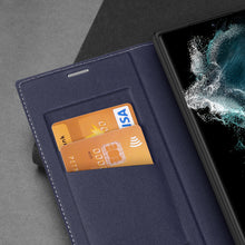Заредете изображение във визуализатора на галерията – Dux Ducis Skin X2 case for Samsung Galaxy S23 Ultra flip case wallet stand blue
