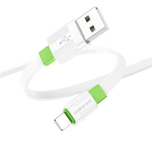 Заредете изображение във визуализатора на галерията – Borofone Cable BX89 Union - USB to Lightning - 2,4A 1 metre white-green
