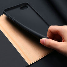 Заредете изображение във визуализатора на галерията – DUX DUCIS Wish Genuine Leather Bookcase type case for iPhone SE 2022 / SE 2020 / iPhone 8 / iPhone 7 black - TopMag
