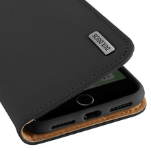 Заредете изображение във визуализатора на галерията – DUX DUCIS Wish Genuine Leather Bookcase type case for iPhone SE 2022 / SE 2020 / iPhone 8 / iPhone 7 black - TopMag
