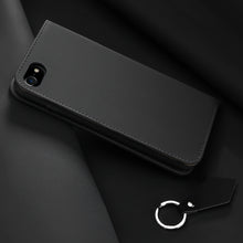Заредете изображение във визуализатора на галерията – DUX DUCIS Wish Genuine Leather Bookcase type case for iPhone SE 2022 / SE 2020 / iPhone 8 / iPhone 7 black - TopMag
