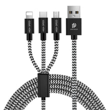 Заредете изображение във визуализатора на галерията – Dux Ducis K-ONE 3in1 Series USB - micro USB / Lightning / USB-C Cable 2.4A 1,2M black - TopMag
