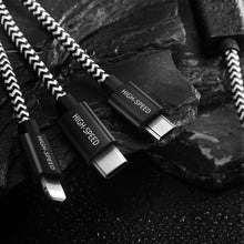 Заредете изображение във визуализатора на галерията – Dux Ducis K-ONE 3in1 Series USB - micro USB / Lightning / USB-C Cable 2.4A 1,2M black - TopMag
