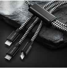 Заредете изображение във визуализатора на галерията – Dux Ducis K-ONE 3in1 Series USB - micro USB / Lightning / USB-C Cable 2.4A 1,2M black - TopMag
