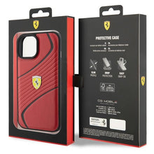 Заредете изображение във визуализатора на галерията – Original FERRARI hardcase Twist Metal Logo FEHCP15SPTWR do Iphone 15 Red
