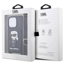 Заредете изображение във визуализатора на галерията – Karl Lagerfeld KLHCP14XCSAKHPKK iPhone 14 Pro Max 6.7" hardcase black/black Crossbody Saffiano Monogram Ikonik

