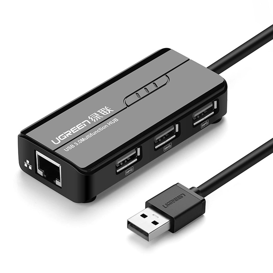 Ugreen 20264 RJ45 / USB-A 10/100Mbps HUB network adapter 3x USB-A 2.0 - black