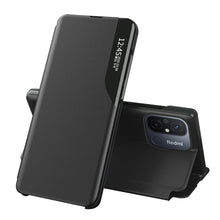 Заредете изображение във визуализатора на галерията – Eco Leather View Case for Xiaomi Redmi 11A / Poco C55 / Redmi 12C with flip stand black
