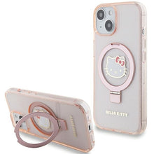 Заредете изображение във визуализатора на галерията – Original Case HELLO KITTY hardcase Ring Stand Glitter Electrop Logo MagSafe HKHMP15SHRSGEP for Iphone 13/14/15 pink
