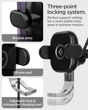 Заредете изображение във визуализатора на галерията – Spigen UTS35W ONETAP UNIVERSAL WINDSHIELD &amp; DASHBOARD CAR MOUNT WIRELESS CHARGER BLACK

