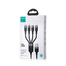 Заредете изображение във визуализатора на галерията – USB cable 4in1 USB-A - 2 x USB-C / Lightning / Micro for charging and data transmission 1.2m Joyroom S-1T4018A18 - black
