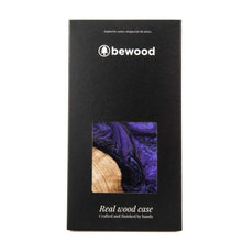 Заредете изображение във визуализатора на галерията – Wood and resin case for iPhone 15 Plus MagSafe Bewood Unique Violet - purple and black
