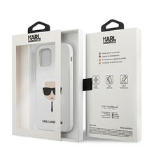 Заредете изображение във визуализатора на галерията – Karl Lagerfeld KLHCP12MSLKHWH iPhone 12/12 Pro 6,1" biały/white hardcase Silicone Karl`s Head
