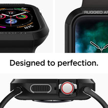 Заредете изображение във визуализатора на галерията – SPIGEN RUGGED ARMOR APPLE WATCH 4/5/6 / SE (44MM) BLACK
