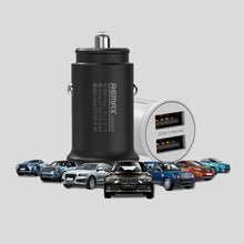 Заредете изображение във визуализатора на галерията – Remax Roki Series Car Charger RCC219 Mini Universal Car Charger 2x USB 2.4A black - TopMag
