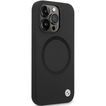 Заредете изображение във визуализатора на галерията – Original Case BMW Signature Liquid Silicone MagSafe BMHMP14SSILBK2 for Iphone 14 Pro Black
