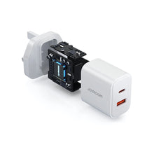 Заредете изображение във визуализатора на галерията – UK Joyrooom FlashSeries JR-TCF05 20W USB-A USB-C charger - white
