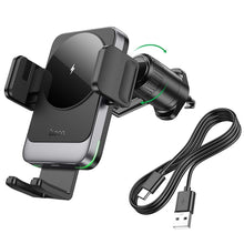 Заредете изображение във визуализатора на галерията – HOCO car holder with wireless charging to air vent HW13 Speed black
