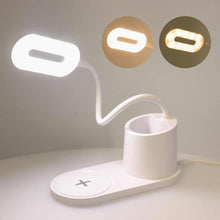 Заредете изображение във визуализатора на галерията – Led desk lamp with wirelles charger 10w cftd03 white - TopMag
