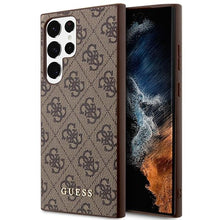 Заредете изображение във визуализатора на галерията – Guess GUHCS23LG4GFBR S23 Ultra S918 brown/brown hard case 4G Metal Gold Logo
