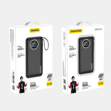Заредете изображение във визуализатора на галерията – Dudao powerbank 10000mAh 1xUSB-A / 1xUSB-C 22.5W with built-in cable 1xLightning / 1xUSB-C black (K15sB)
