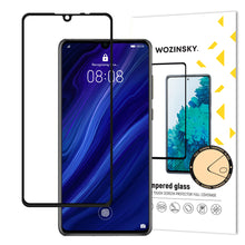 Заредете изображение във визуализатора на галерията – Wozinsky Tempered Glass Full Glue Super Tough Screen Protector Full Coveraged with Frame Case Friendly for Huawei P30 black - TopMag
