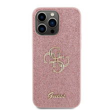 Заредете изображение във визуализатора на галерията – Guess GUHCP15XHG4SGP iPhone 15 Pro Max 6.7" pink/pink hardcase Glitter Script Big 4G
