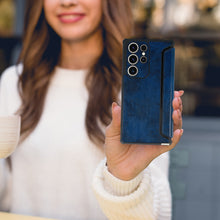 Заредете изображение във визуализатора на галерията – Razor Leather Book Case for Samsung Galaxy A33 5G navy
