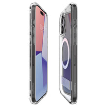 Заредете изображение във визуализатора на галерията – Spigen Ultra Hybrid S MagSafe case with stand for iPhone 15 Pro - transparent
