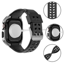 Заредете изображение във визуализатора на галерията – Kingxbar CYF136 2in1 Rugged Case for Apple Watch 8, 7 (45 mm) Stainless Steel with Strap Silver
