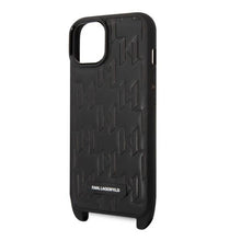 Заредете изображение във визуализатора на галерията – Karl Lagerfeld KLHCP14SSTMMK iPhone 14 6.1" hardcase black/black Monogram Plaque Logo Strap

